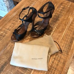 Bottega Veneta Black/Brown leather Heel Sandal